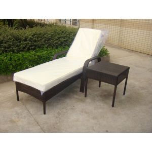 China Outdoor Pool side Sun Lounge Daybed Set Poly Rattan Furniture Cushion Cover on sale