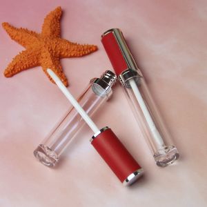 OEM Red Cap 10ml Square Lip Gloss Tubes Bulk With Brush Tip
