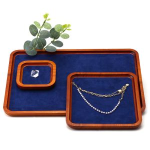 Solid Wood Luxury Jewelry Display Props Navy Super Fiber Lining for Jewelry