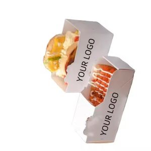 Customized Biodegradable Kraft Paper Boxes for Hot Dog, Burger & Egg Sandwich
