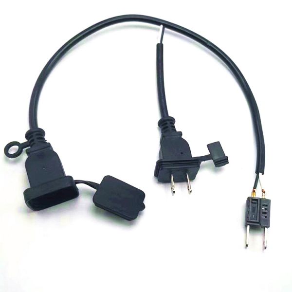 High quality 2pin black extension power cord 0.5m-10m copper power extension cable