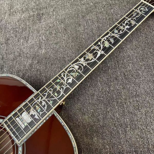 Custom D Body Life Tree Inlay Sunburst Acoustic Electric Guitar, Customized logo, Ebony Fingerboard, Martin style D45 acoustic guitar