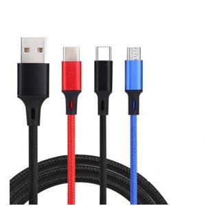 3 In 1 2.4A USB Charging Data Cable Type C Multi Port Function OEM ODM