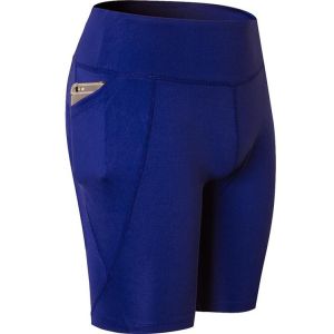 Five Length High Waist Elastic Pocket Athletic Sport Gym Women Shorts