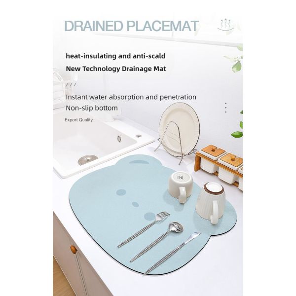 Rubber Kitchen Counter Draining Mat with Multi-Function Pattern and Yellow Color