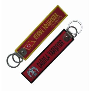 High Density Custom Woven Keychain Dry Cleanable Custom Shape