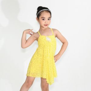 Fully Sequin Lyrical Sleeveless Pleated Dress Mesh Bust Gathering Headpiece