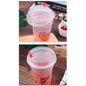 Custom printed clear transparent disposable PP plastic leakproof milk tea cold
