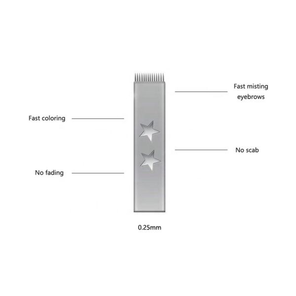 0.25mm 14F Double Stars Permanent Makeup Microblading Needles