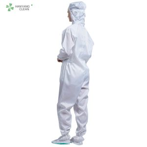ESD antistatic autoclave sterilized cleanroom coverall connect with hood white