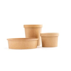 Biodegradable Disposable Kraft Paper Bowls With Lids 32oz