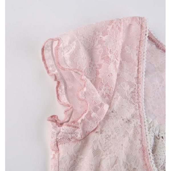 Small Quantity Clothing Manufacturer Women'S 95% Polyester 5% Spandex Short Sleeve Square Collar Lace Top