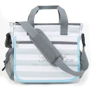 Stylish Grey Stripe Nappy Organizer Diaper Tote Bag