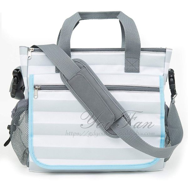 Buy Stylish Grey Stripe Nappy Organizer Diaper Tote Bag at wholesale prices