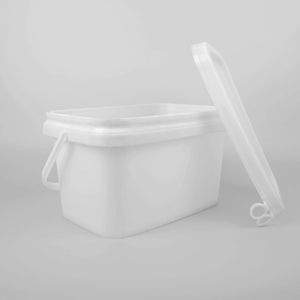 5L Food Grade White Square Bucket Polypropylene Bucket With Lid