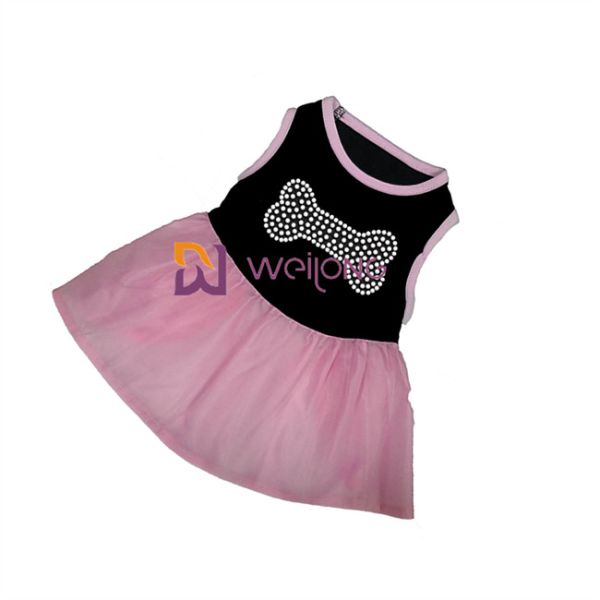 Tulle Skirt Hot Rhinestone Halloween Tulle Pet Dress / CVC Jersey Dogs Dressed Up