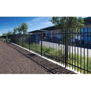 Powder coated tubular steel fence