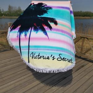 Luxury Cotton Round Beach Towel Personalised Beach Towels With Fringe