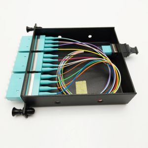 MPO-LC MPO panel OM3 0.9mm 12 port Cold Rolled Steel Sheet MPO Cassette