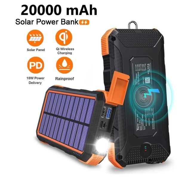 Buy 18W 20000mah Wilress Solar Power Bank Li Polymer Battery at wholesale prices
