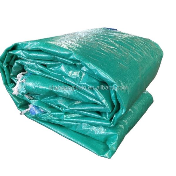 Waterproof Green Tarpaulin made of Polyethylene Fabric 500D Yarn Count for Dust
