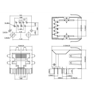 W / O LED Magnetic Rj45 Jack Single 1x1 Latch Down For Maximum EMI Suppression