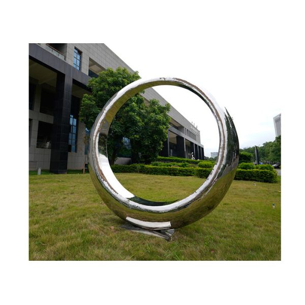 Large Polished Stainless Steel Outdoor Sculpture Fruit Apple