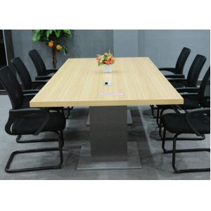 Top Thickness 45mm Melamine Conference Table Golden Walnut Color Surface