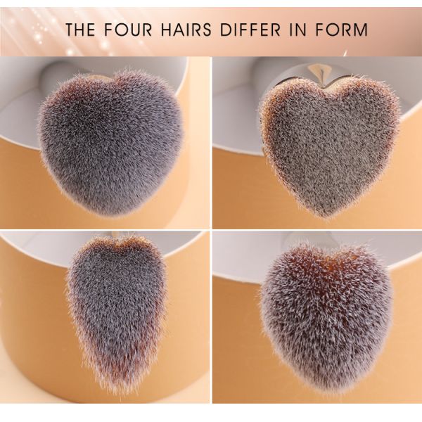 4pcs Facial Makeup Brush Black Handle Soft Synthetic Hair Vegan Blending