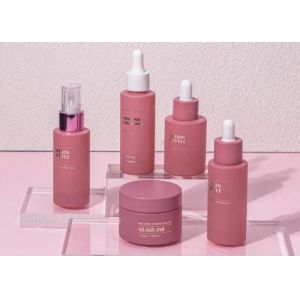 Pink Frosted Empty Cosmetic Bottles Leak Free 50ml Cream Bottle