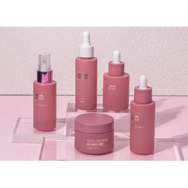 Buy Pink Frosted Empty Cosmetic Bottles Leak Free 50ml Cream Bottle at wholesale prices