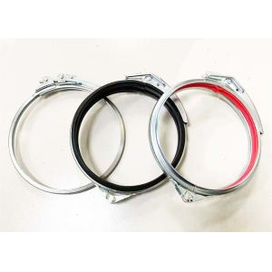 Quality 100mm 4&quot; Flange Duct Galvanized Steel Pipe Clamp With Quick Lock Handle Rubber Lined for sale