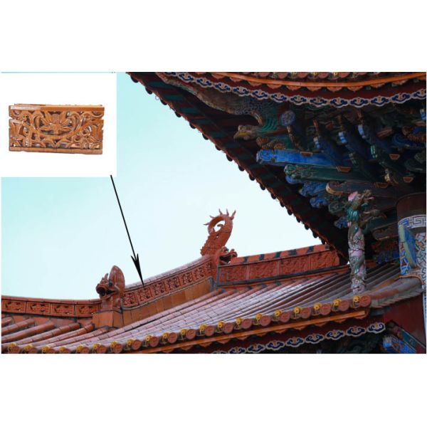 Decorative Glazed Flower Hollow Roof Ridge For Temple Pagoda Roof