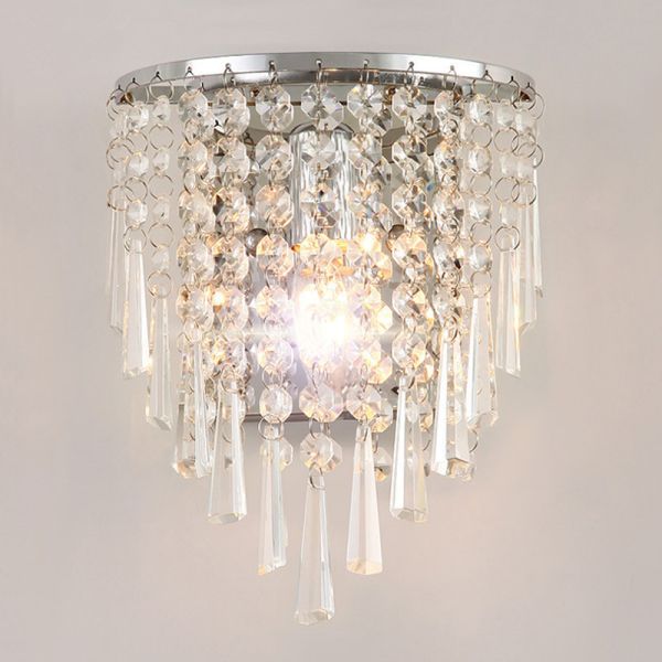 Modern Led Crystal Wall Lamp Tricolor Light Bedside Lamp silver wall light(WH-OR