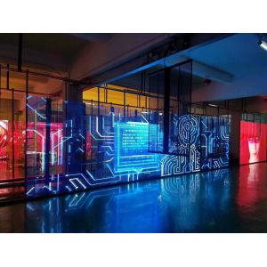 75% Transparency P3.91 Glass LED Curtain Wifi Poster SMD3528