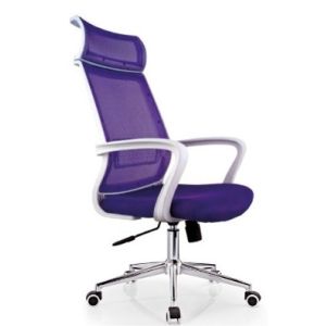 high back purple office mesh white arm chair,#762A