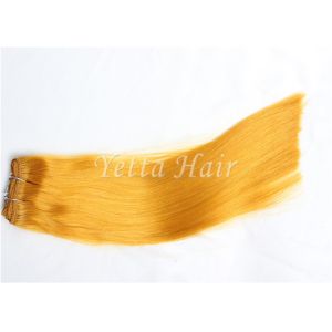 Yellow Virgin Human Hair Extensions , Elegant Virgin Russian Hair Wefts