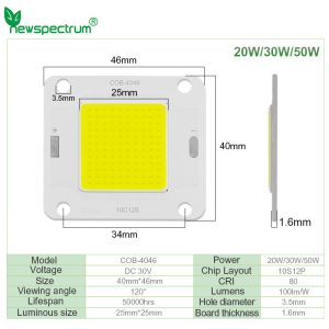 6000k DC COB LED Module High Luminance 20W 6000k Full Spectrum