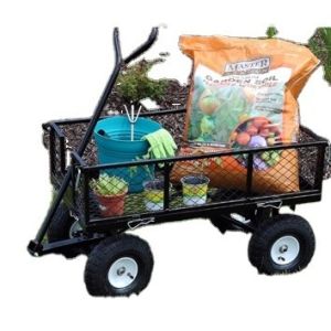 Steel Mesh Garden Folding Utility Wagon 500LBS Capacity Four-wheel Design Large