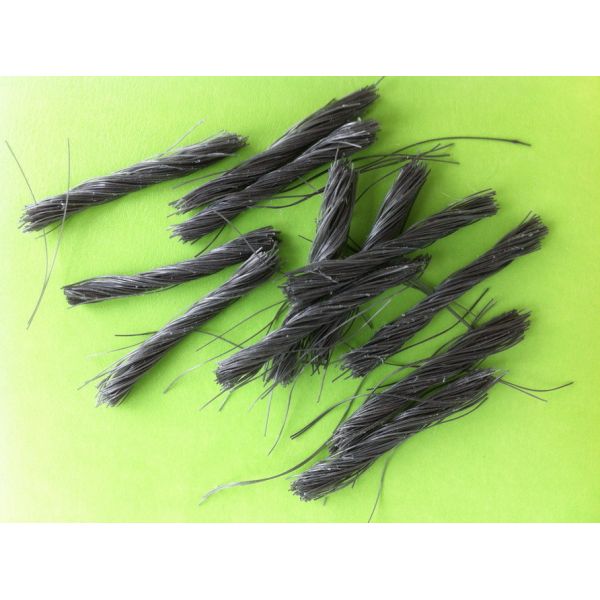 Buy Grey Color Polypropylene Macro Twisted Bundle Synthetic Fiber 54mm For Concrete Reinforcement at wholesale prices