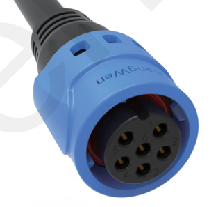 Blue 6pin M19 Connector 15A Solder Overmolded Aluminum Alloy Shell with IP67 Protection