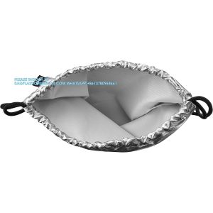 Metallic Backpack, Soft Iridescent PU Drawstring Backpack Silver PU Drawstring