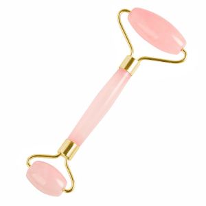 Curved Handle Double rose quartz Facial Jade Roller