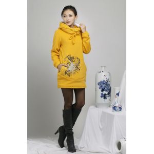 Autumn Ladies Hooded Sweatshirts , Cotton OEM Embroidered