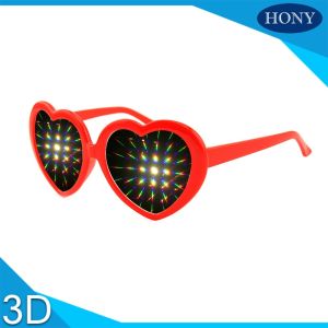 Colorful Frame 3D Fireworks Glasses , Plastic Red Diffraction Glasses