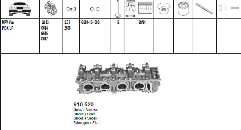 Engine Cylinder Head For MAZDA G6 G60110100B ; MAZDA MPV Van Pickup G6 2.6L