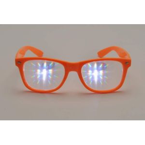 Purple Frame Plastic Diffraction Glasses Style , Rainbow Prism Glasses