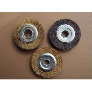 China 6 Inch Thick 30mm Paint Removal Derusting Brass Wire Brush on sale