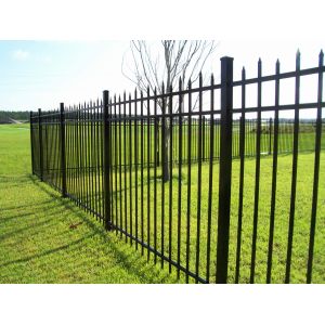 Powder Coated 2 Rail 5 Ft Tall Black Aluminum Fence