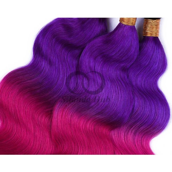#T1B/Purple/Rose Red Body Wave Remy Human Hair Bundles Sew In Weave Bundles Brazilian Bundle Deals